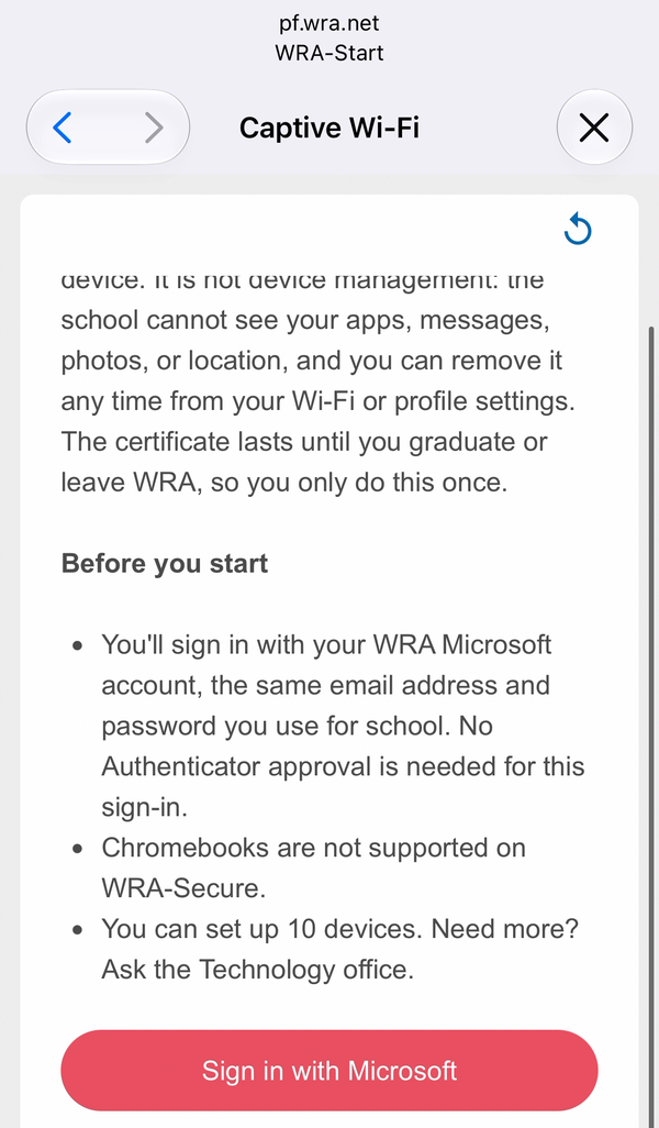 The Before you start page with the Sign in with Microsoft button