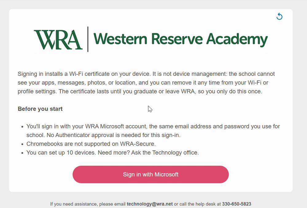 The Before you start page with the Sign in with Microsoft button